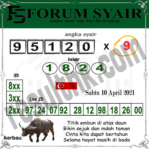 Forum Syair SGP Sabtu 10 April 2021